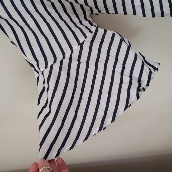 Express striped bell sleeve tie back top, nautical, coastal women's size medium - Picture 2 of 6